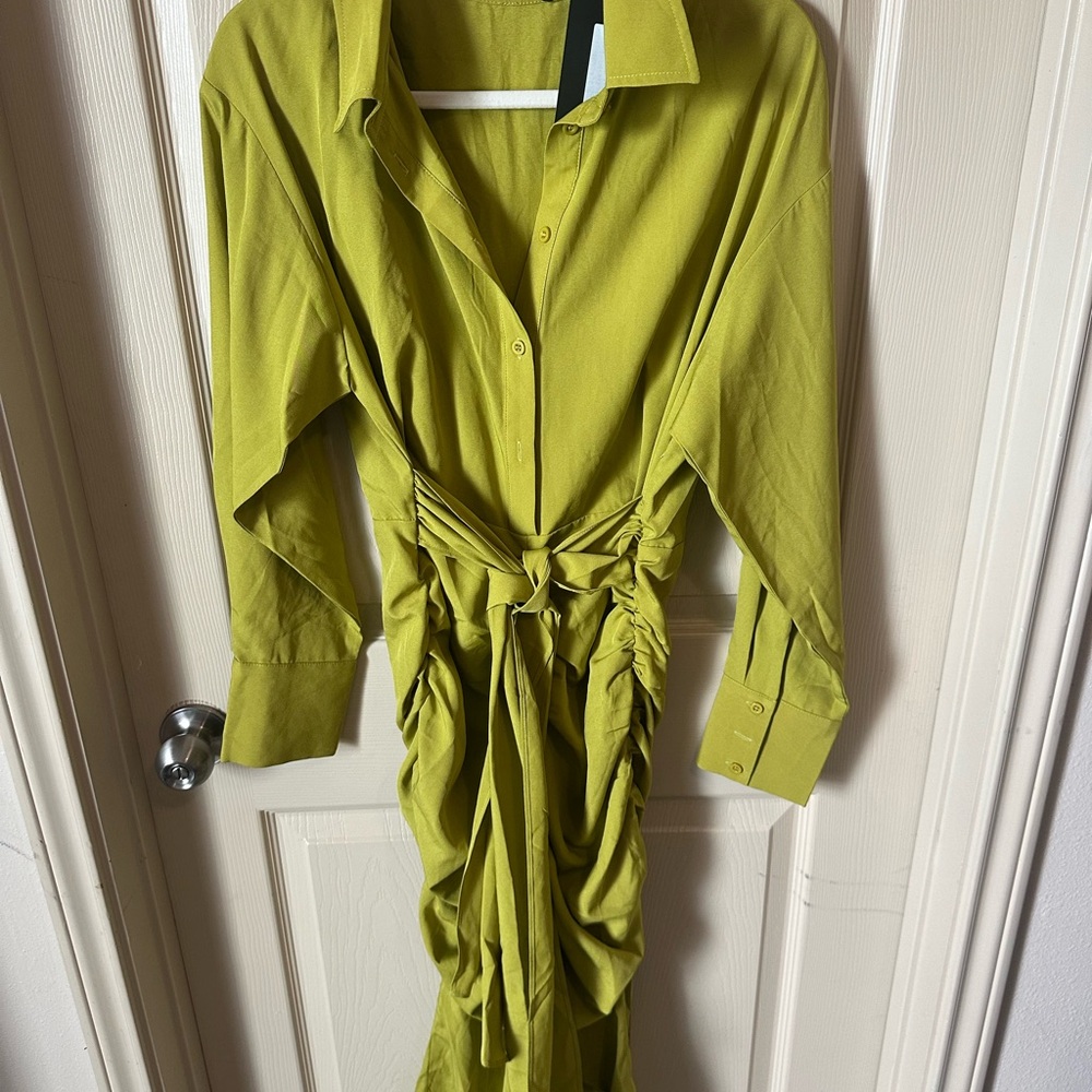 PrettyLittleThing Lime Green Shirt Dress